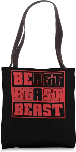 Beast Beast Beast Motivational Gym Fitness Workout Tote Bag