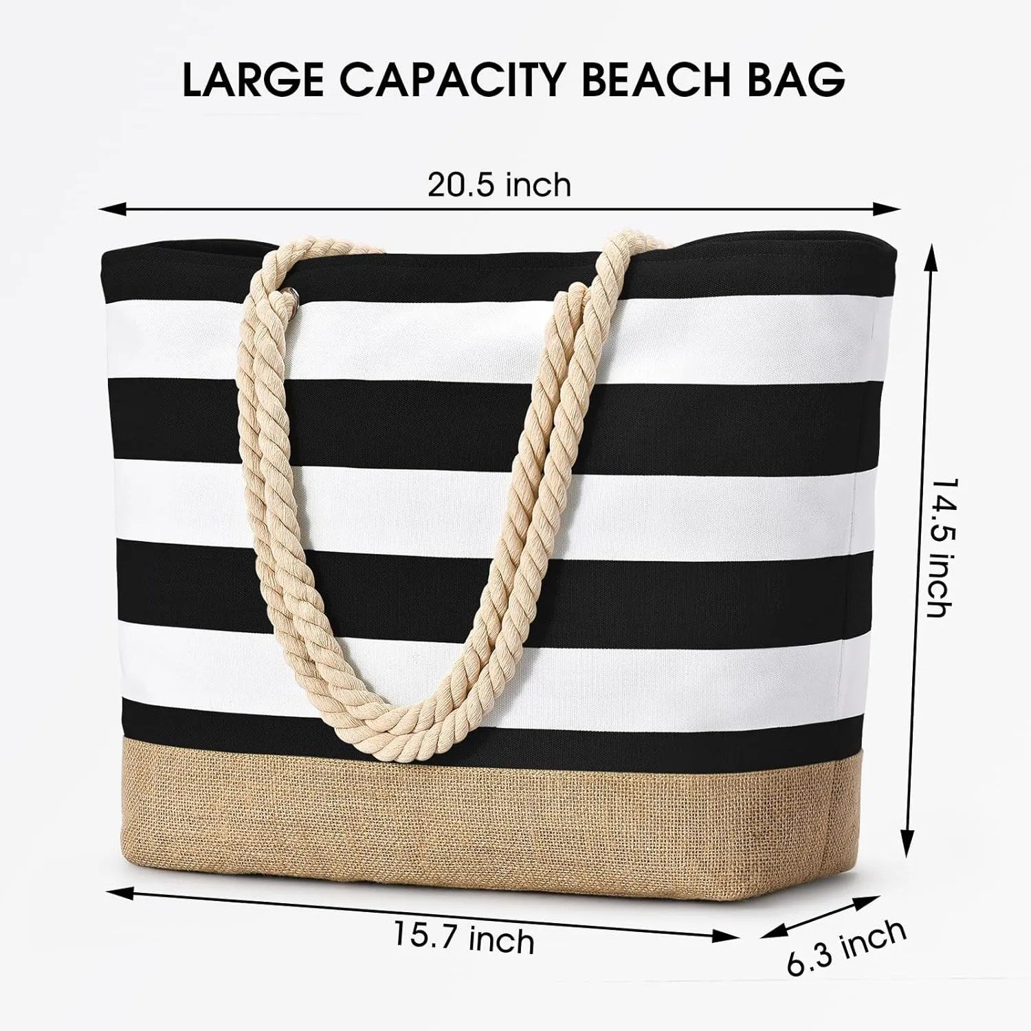 Becokan Beach Bags for Women Large Canvas Beach Tote Bag Beach Bags Waterproof Sandproof Swim Pool Bag Travel Essentials