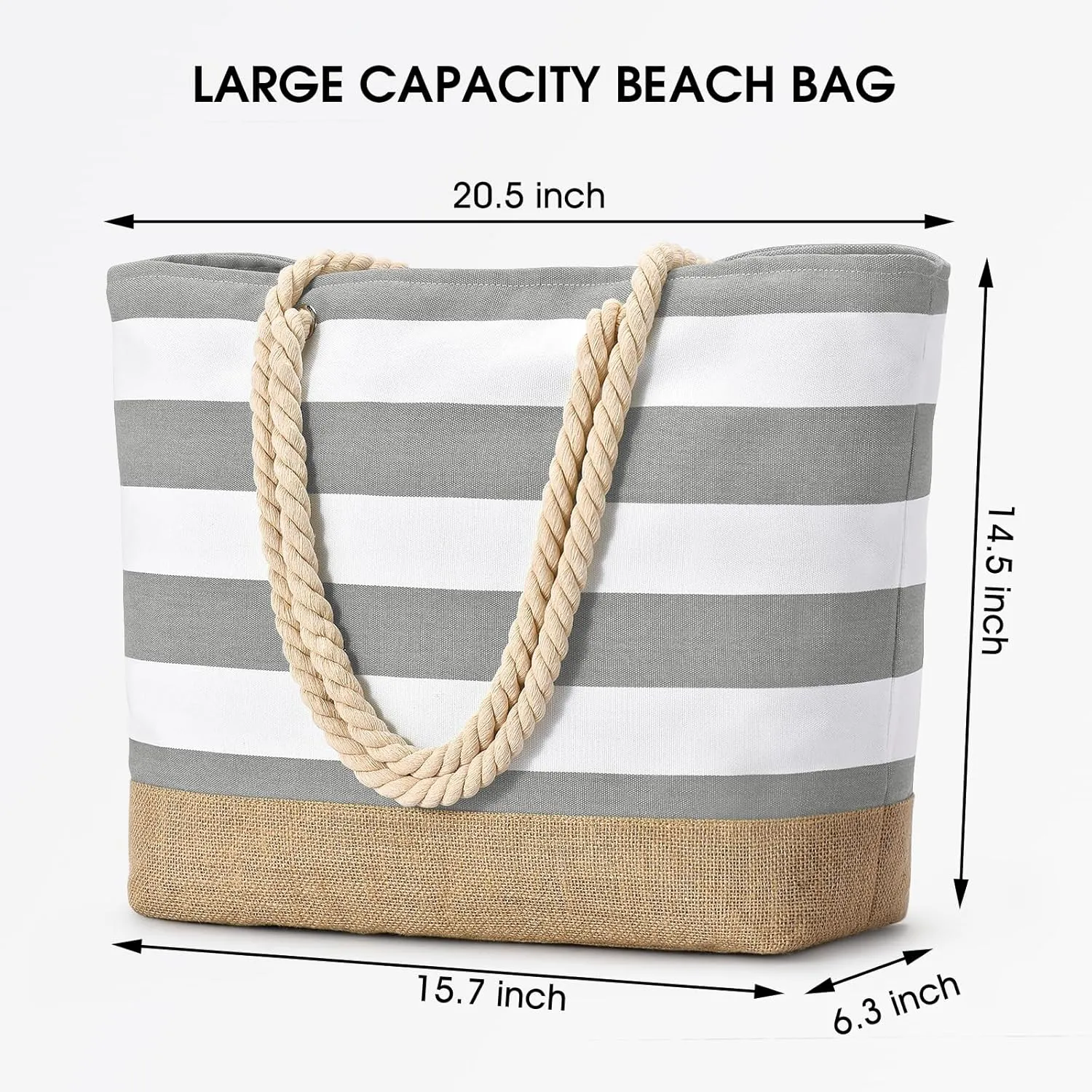 Becokan Beach Bags for Women Large Canvas Beach Tote Bag Beach Bags Waterproof Sandproof Swim Pool Bag Travel Essentials