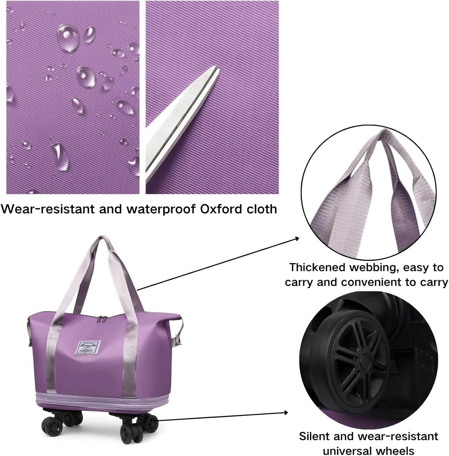 Beente Travel Bag With Wheels, 2025 New Beente Travel Bag with Removable Wheels, Expandable Large Capacity Bags (Gray)