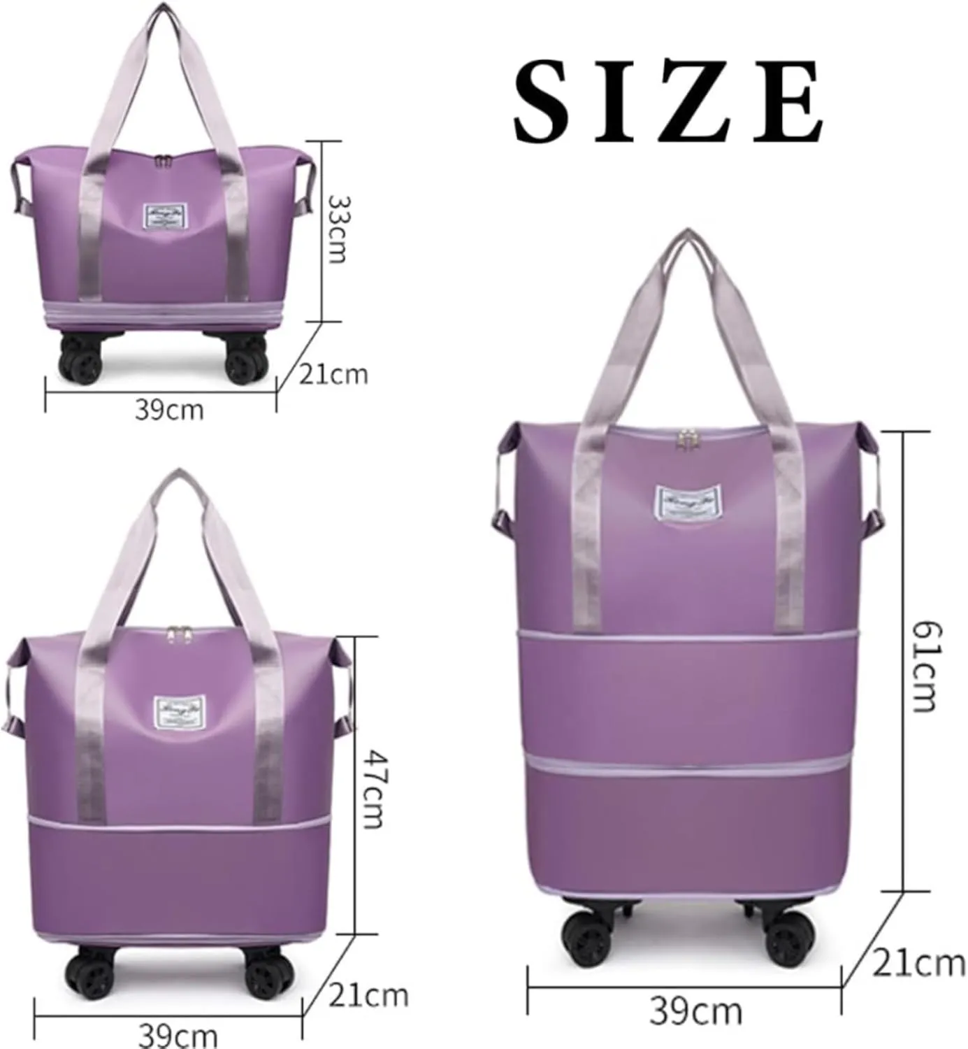 Beente Travel Bag With Wheels, 2025 New Beente Travel Bag with Removable Wheels, Expandable Large Capacity Bags (Gray)
