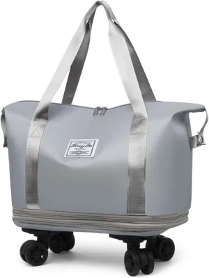 Beente Travel Bag With Wheels, 2025 New Beente Travel Bag with Removable Wheels, Expandable Large Capacity Bags (Gray)
