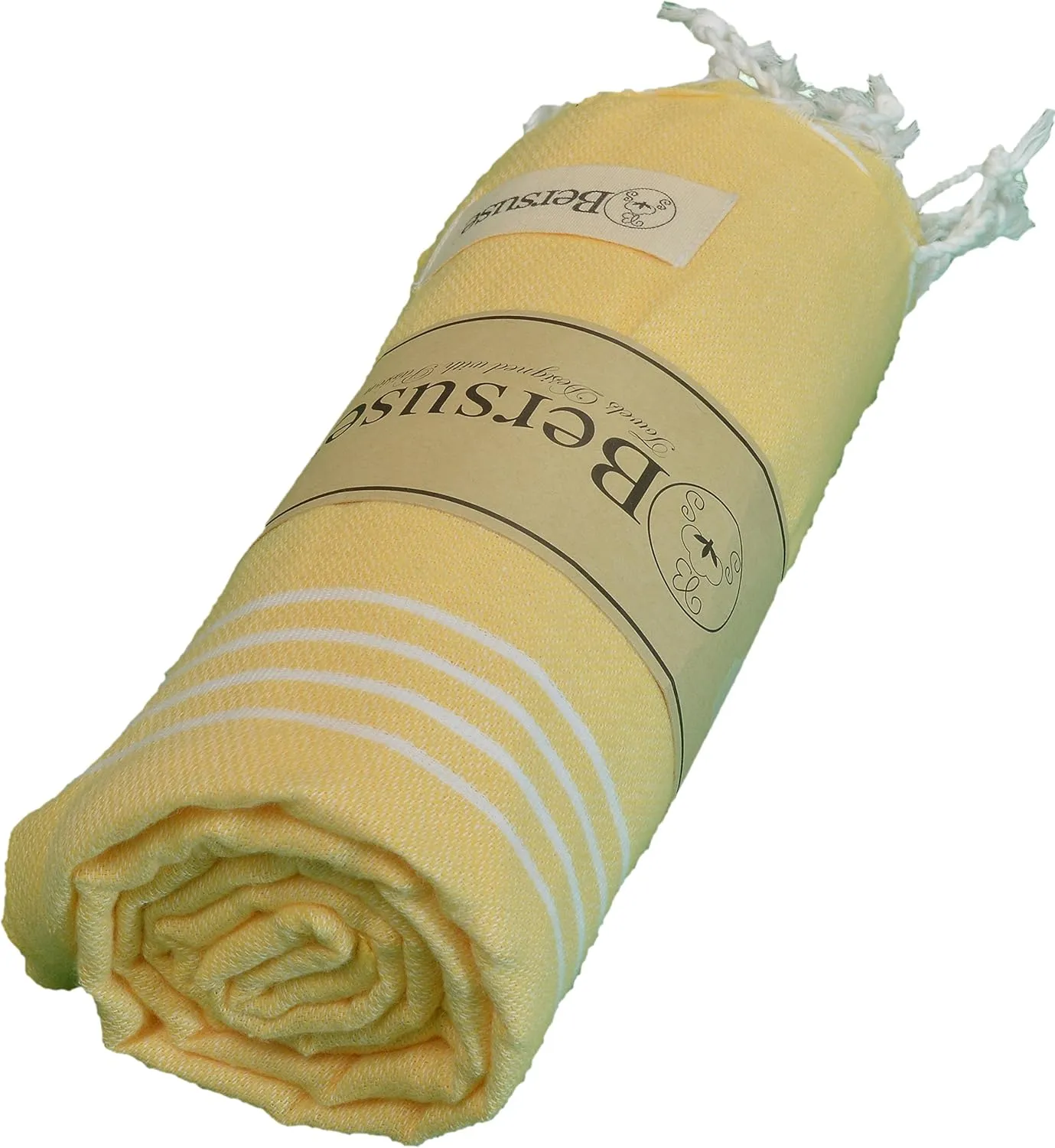 Bersuse Beach Towels Peshtemal Turkish Towels Anatolia Collection Premium Turkish Beach Towel, 100% Cotton, Large, Quick-Dry, Sand-Free, Lightweight - 37x70 Inches, Yellow