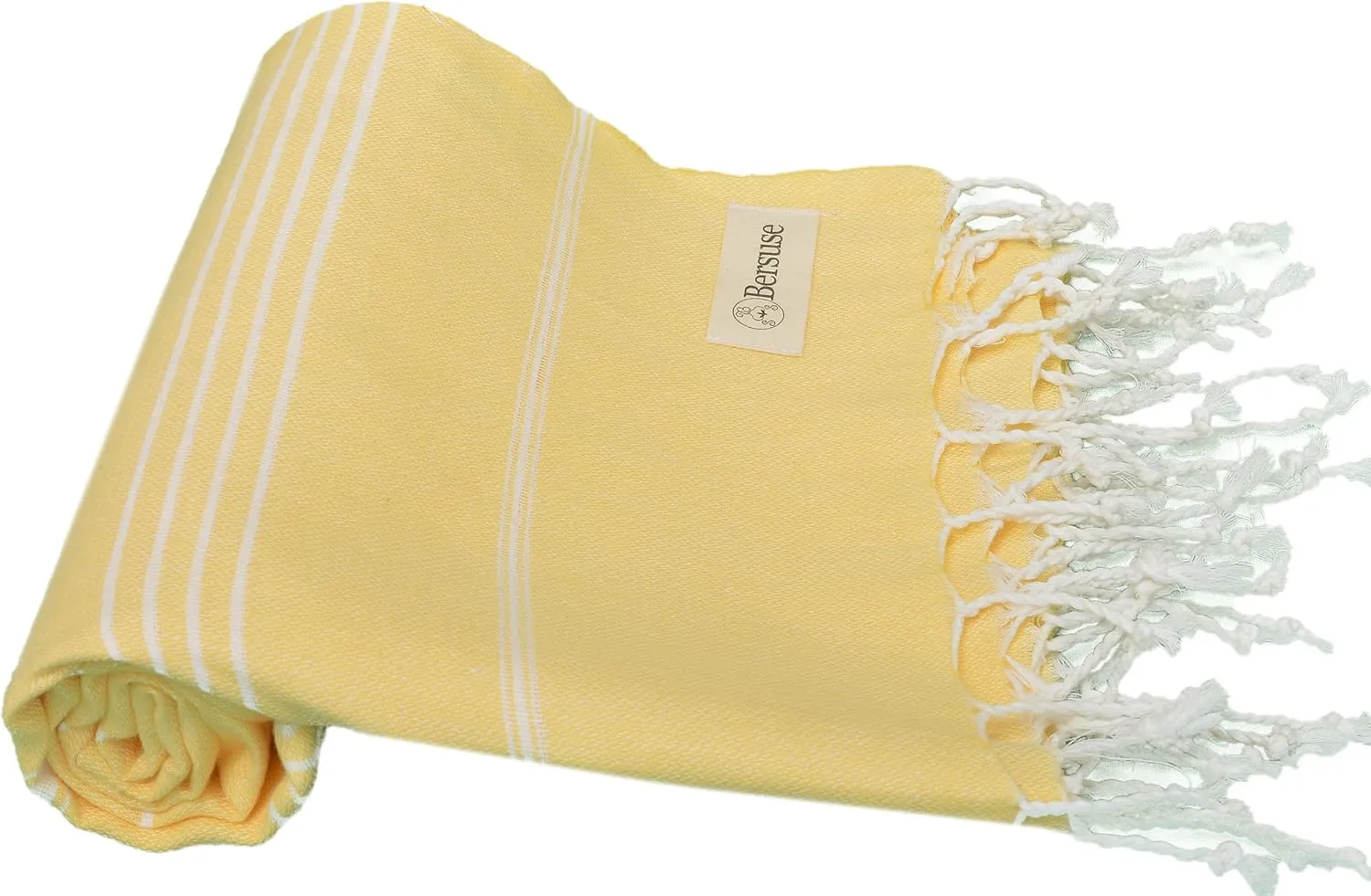 Bersuse Beach Towels Peshtemal Turkish Towels Anatolia Collection Premium Turkish Beach Towel, 100% Cotton, Large, Quick-Dry, Sand-Free, Lightweight - 37x70 Inches, Yellow