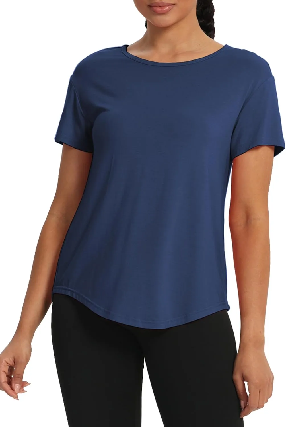 Bestisun Women Short Sleeve Workout Athletic Shirts Tie Back Sports Gym Tops Mesh Yoga Clothes