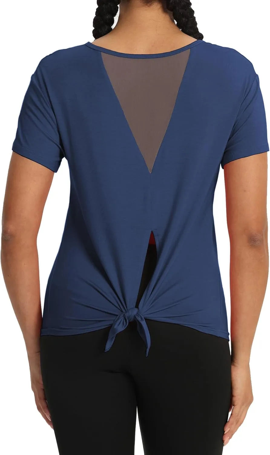Bestisun Women Short Sleeve Workout Athletic Shirts Tie Back Sports Gym Tops Mesh Yoga Clothes