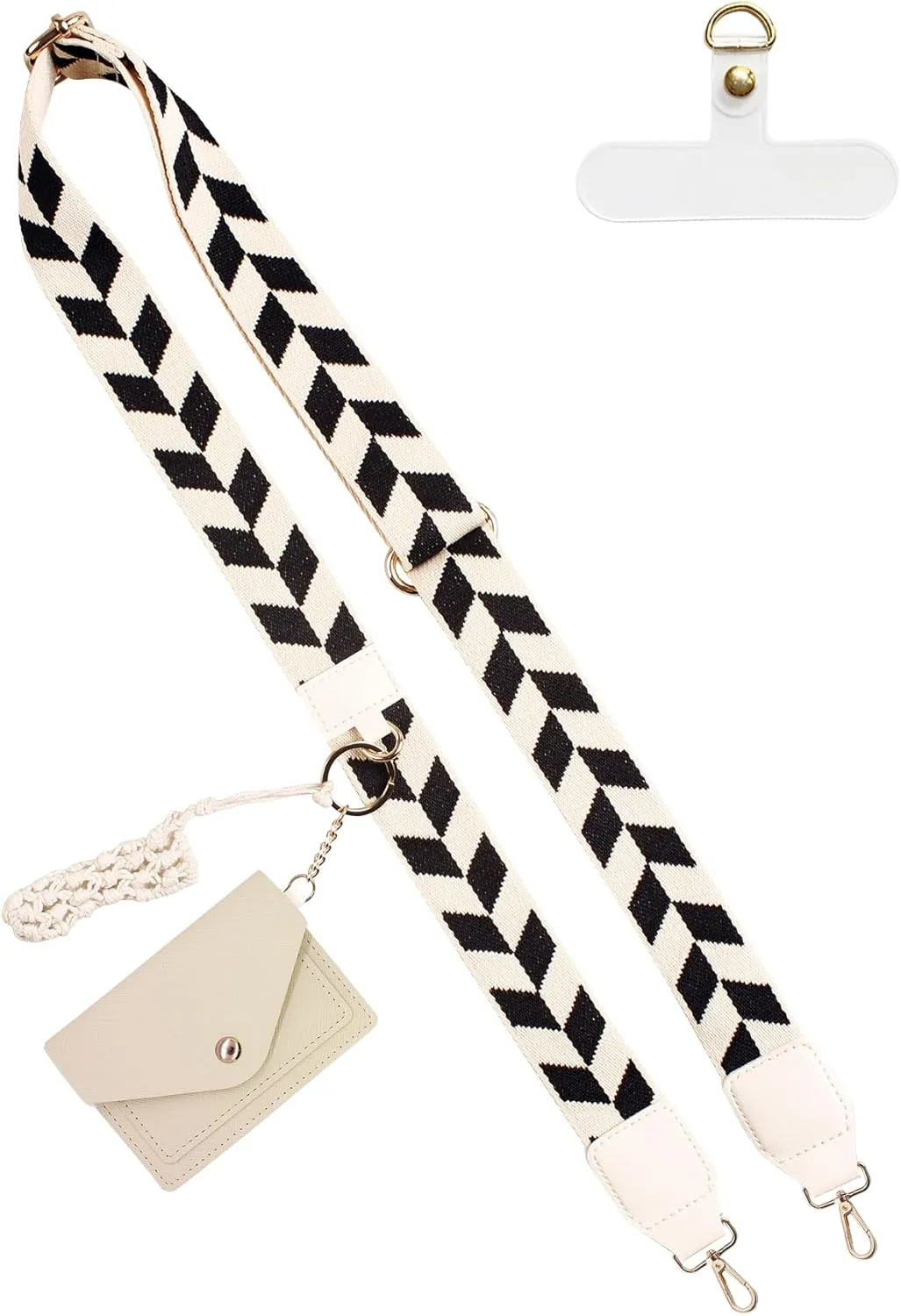 BIHRTC Adjustable Shoulder Phone Strap Clip and Go Strapwith Wallet Handmade Waved Net Chapstick Holder Multifunction Phone Lanyard Crossbody Hook Bag Strap for Women Most Phone