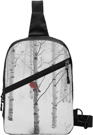 Birch Trees Printed Folding Travel Chest Bag, Crossbody Sling Backpack for Men & Women, Multipurpose Shoulder Bag, Black, One Size, Hiking Backpack