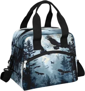 Birds Hawk Painting Insulated Lunch Bag for Women Men Reusable Lunch Box Adult Tote Cooler Bag with Adjustable Shoulder Strap Portable Meal Bag for Work Office Picnic Beach or Travel