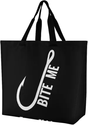Bite Me Fishing Women's Shoulder Work Tote Bag Shopping Bags Grocery Handbags Travel Bench