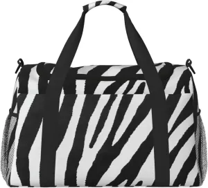 Black And White Zebra Travel Duffel Bag Tote Bag Sports Gym Bag For Women And Men