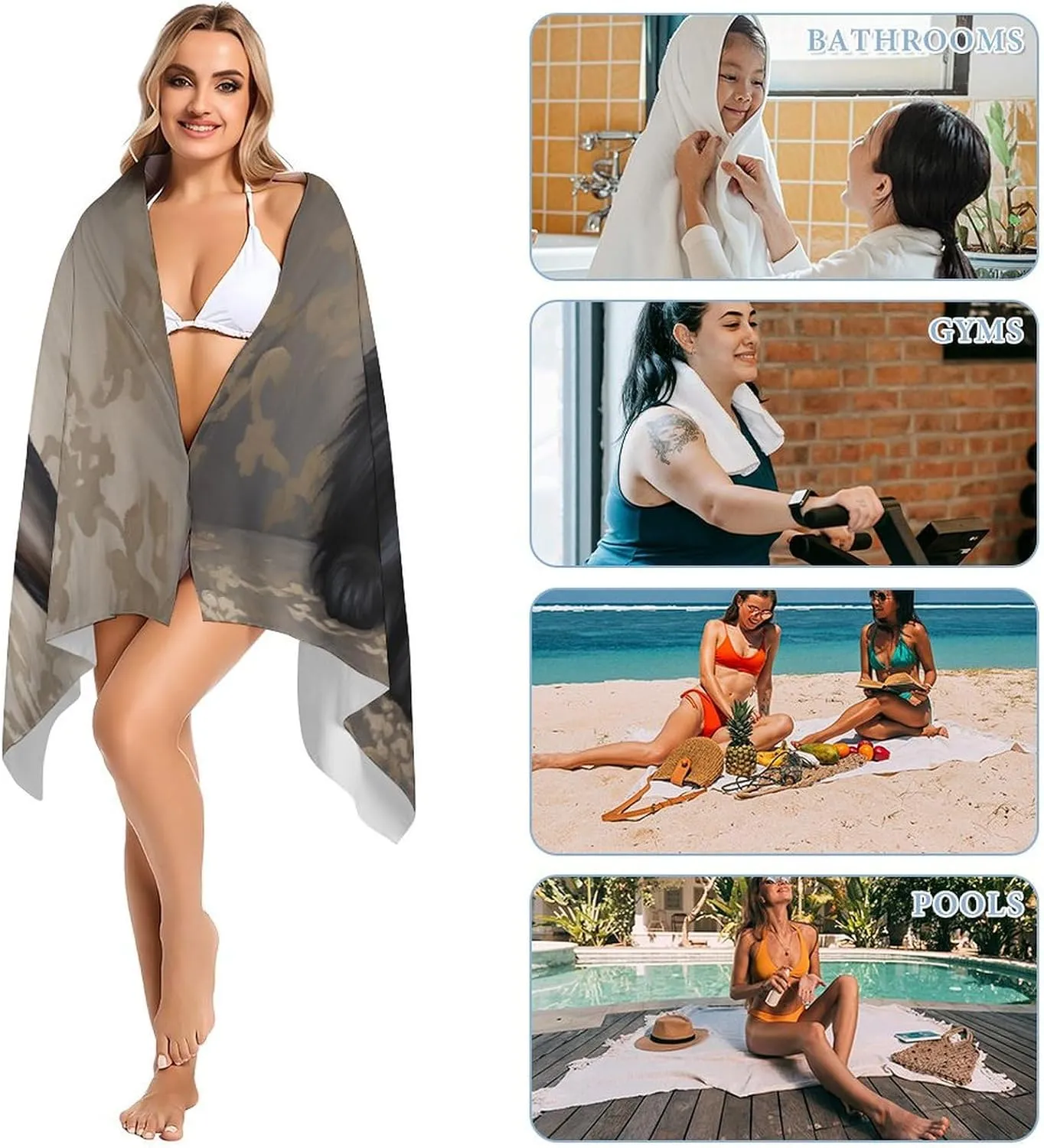 Black Bunny Beach Towels Quick-Dry & Super Absorbent Microfiber Sand Free Black Bunny Beach Blanket Adult Travel Essentials Cruise Accessories Vacation 30x63 Inch