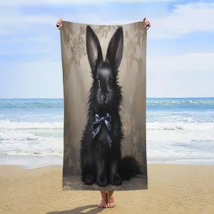 Black Bunny Beach Towels Quick-Dry & Super Absorbent Microfiber Sand Free Black Bunny Beach Blanket Adult Travel Essentials Cruise Accessories Vacation 30x63 Inch