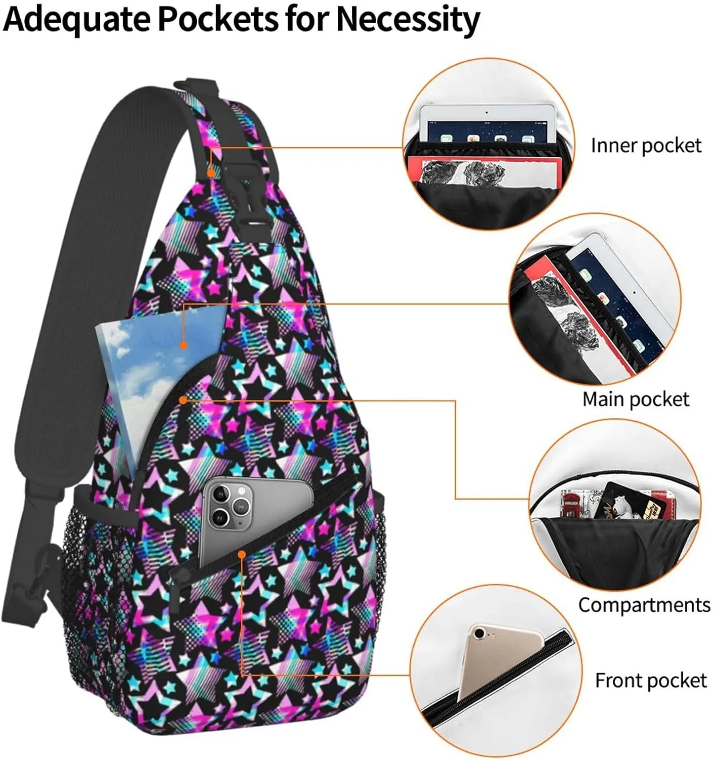 Black History Month Crossbody Bag Adjustable Sling Bag Casual Chest Bags Travel Shoulder Backpack