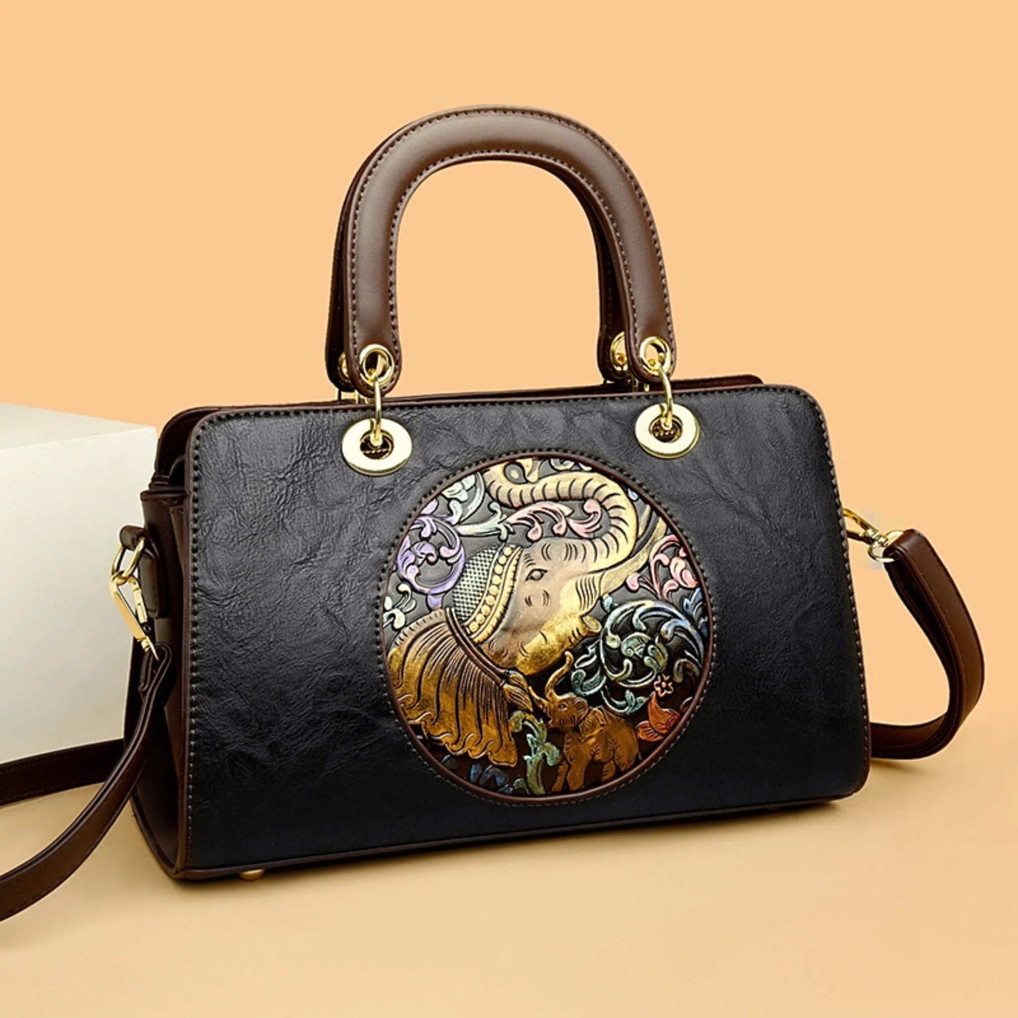 Black Kuno 3 Compartment Handbag