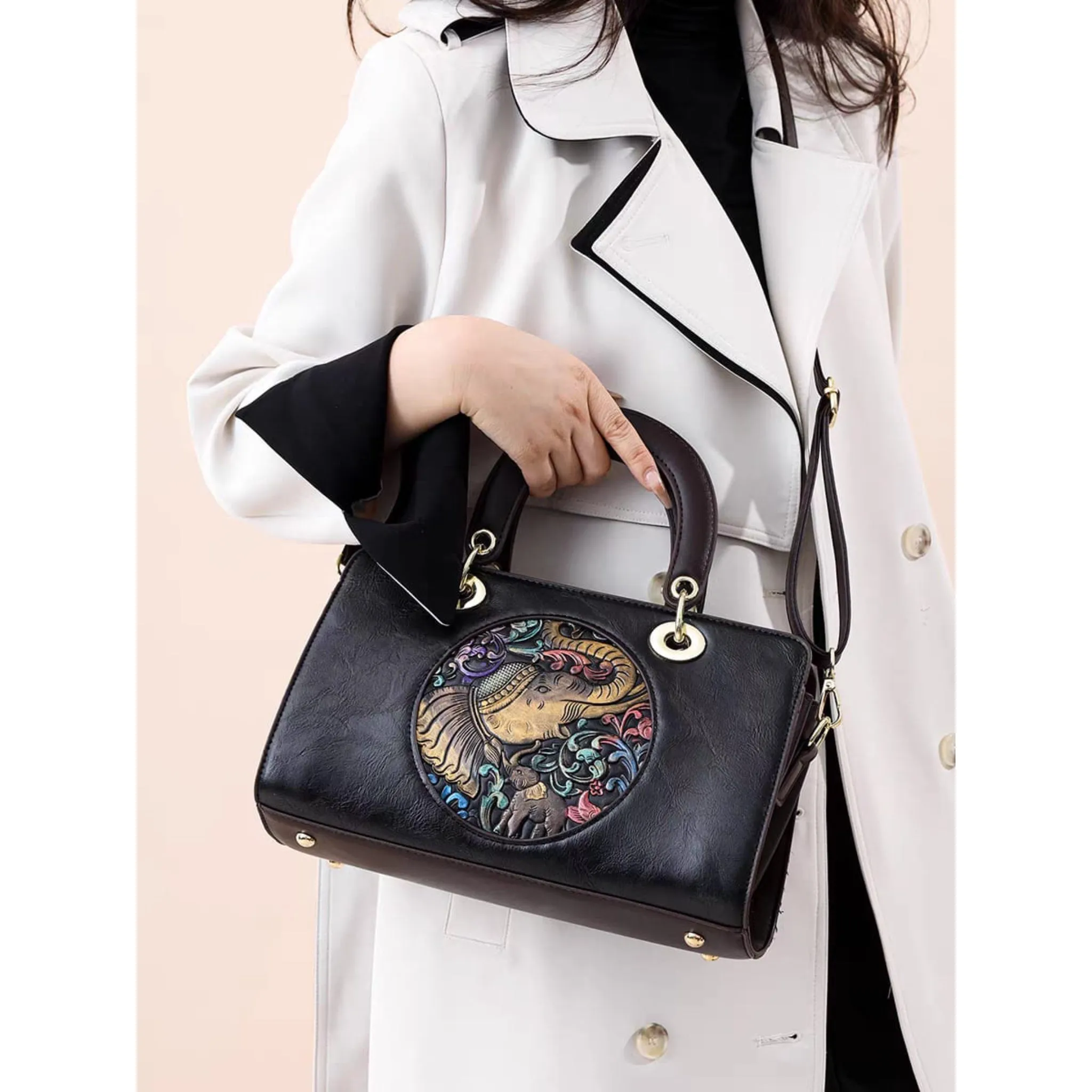 Black Kuno 3 Compartment Handbag
