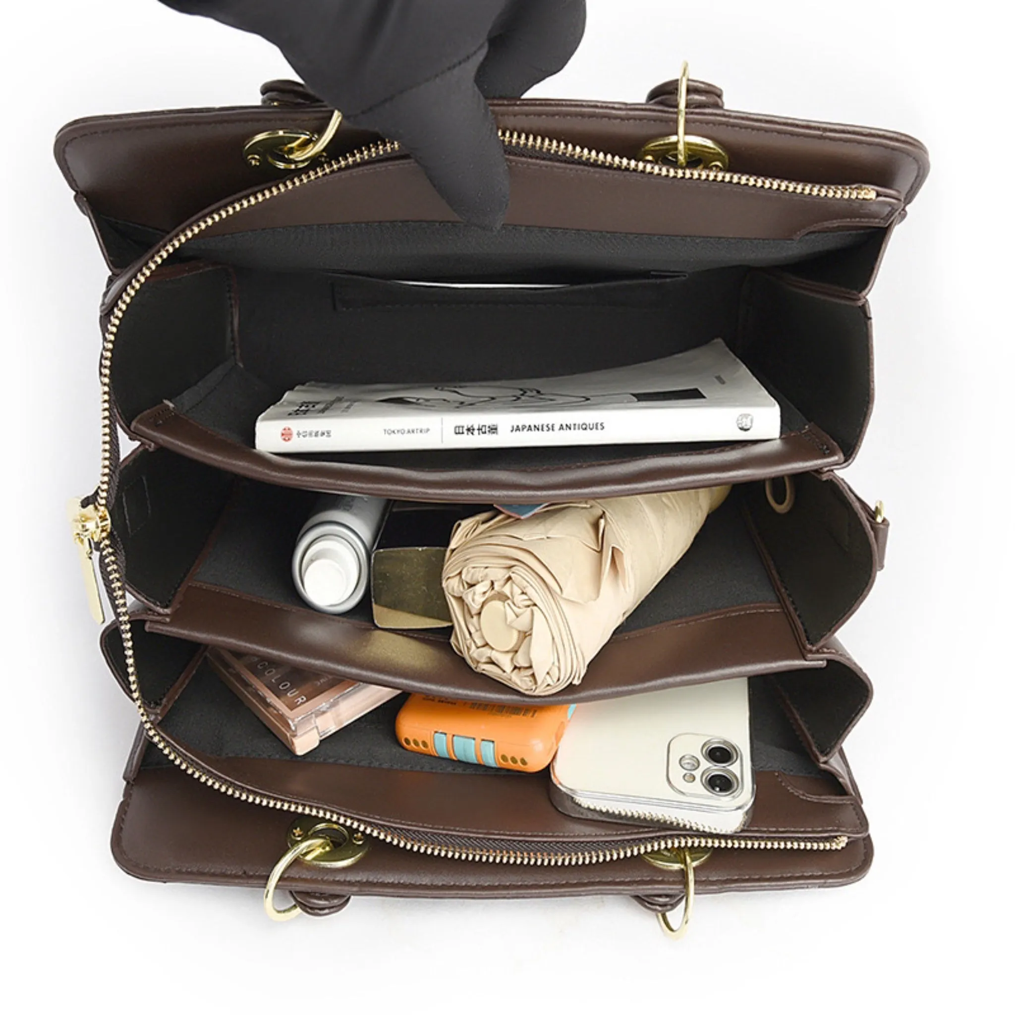 Black Kuno 3 Compartment Handbag