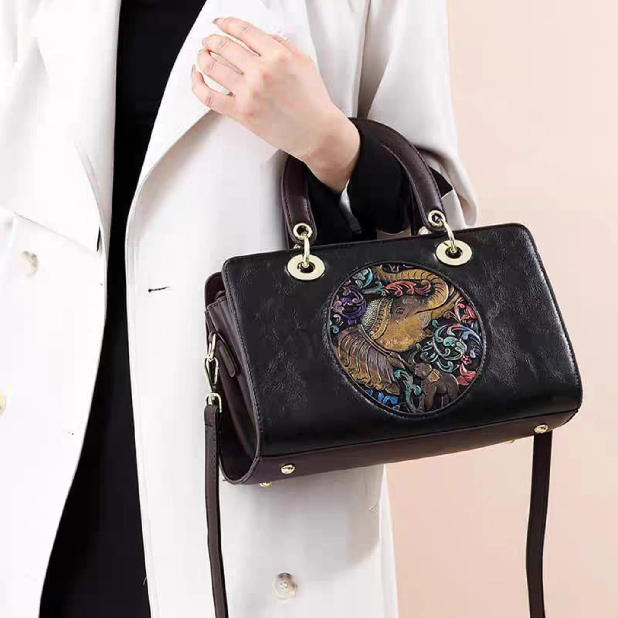 Black Kuno 3 Compartment Handbag