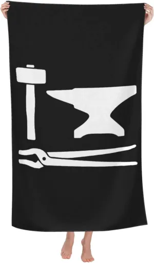 Blacksmith Hammer Logo Beach Towels Vacation Essentials Quick Dry Sand Free Oversized Bath Pool Swim Towel Extra Large Absorbent Bathroom Towels Adult Travel Accessories