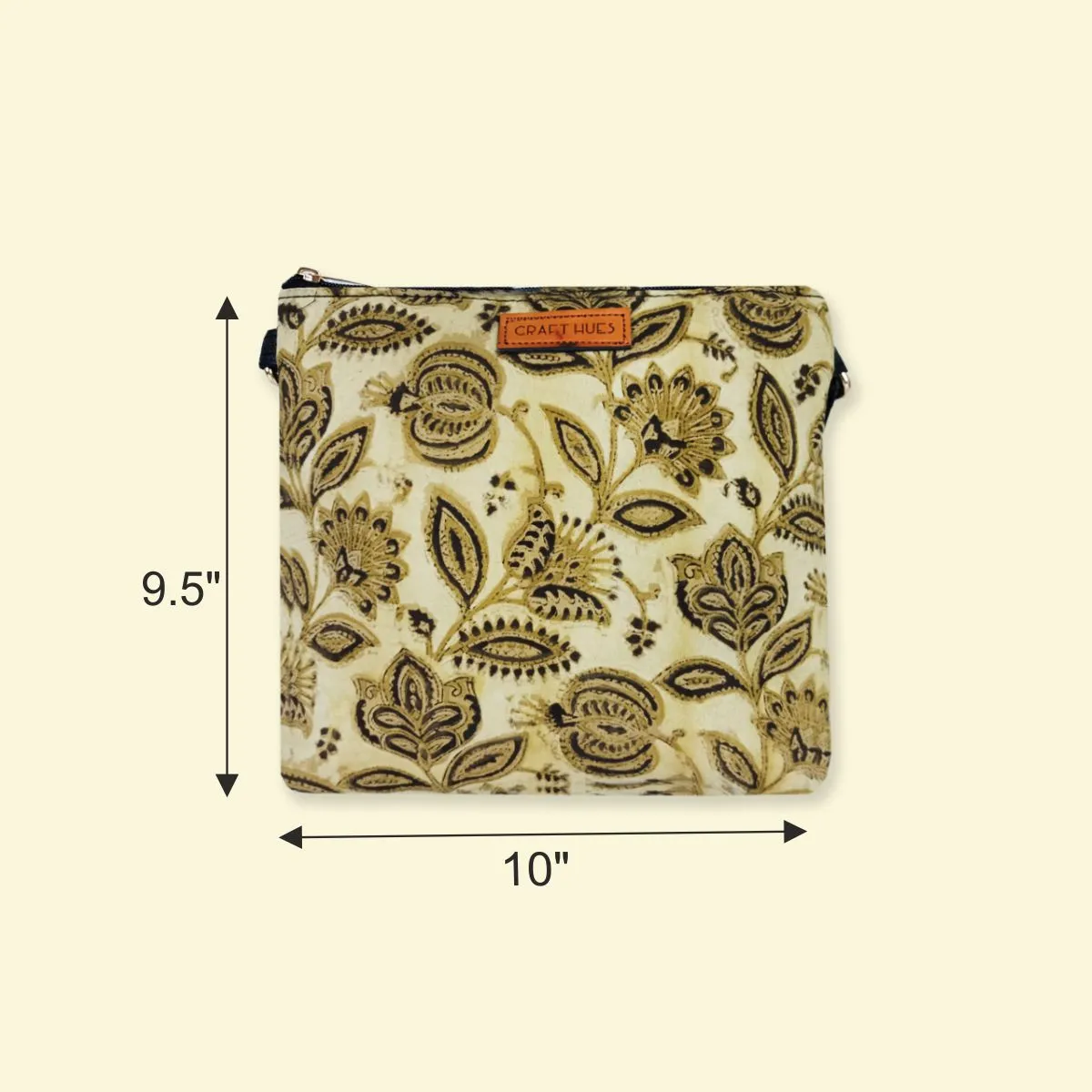 Block-Printed Golden Garden Sling Bag