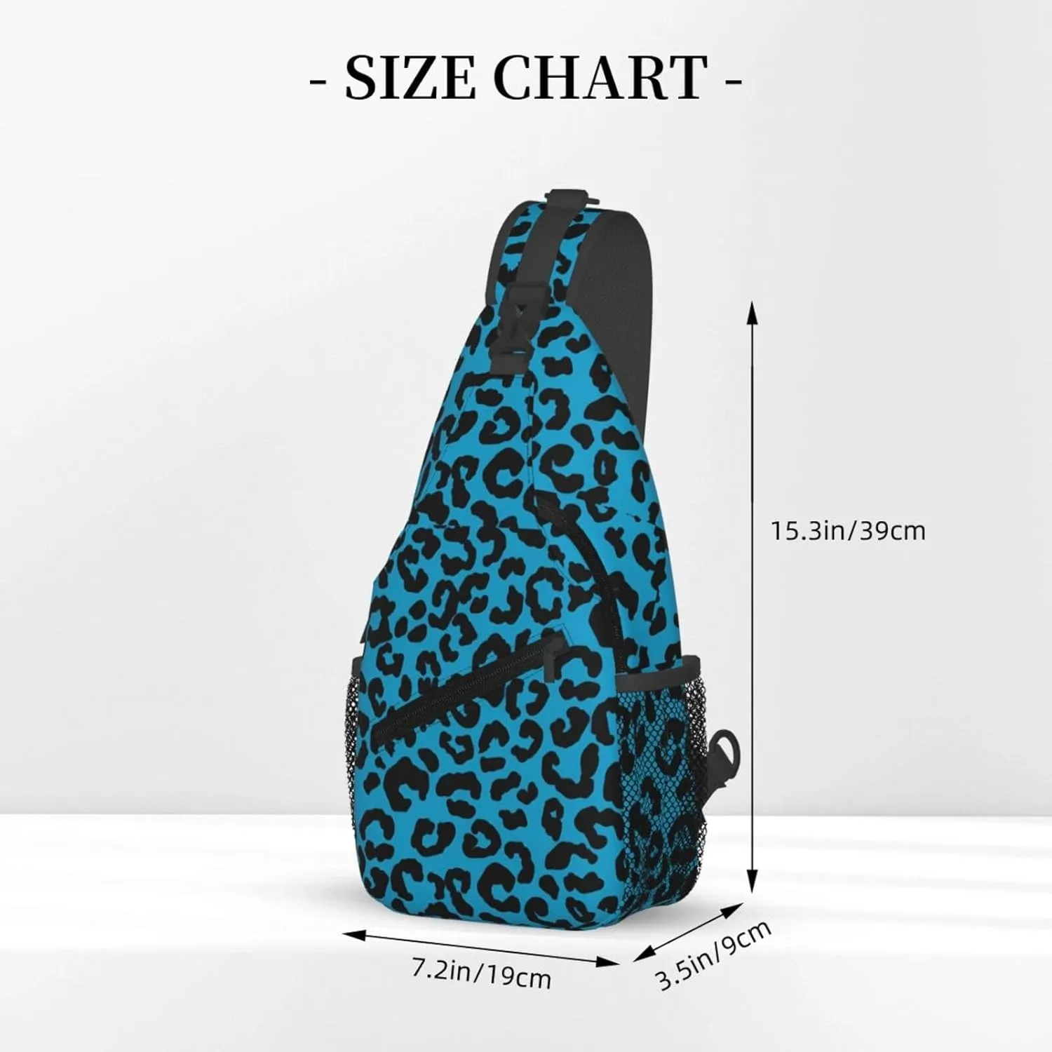 Blue And Black Cheetah Aesthetic Chest Sling Bag Crossbody Shoulder Backpack Bag Gym Cycling Daypack Travel Hiking Cross Bag