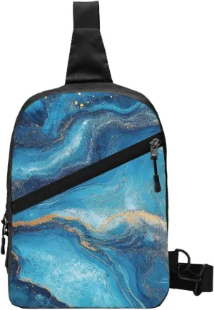 Blue Print Crossbody Bags For Women, Sling Bag For Men, Hiking Backpack Lightweight For Casual Outdoor Travel