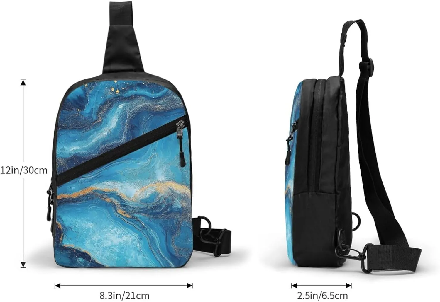 Blue Print Crossbody Bags For Women, Sling Bag For Men, Hiking Backpack Lightweight For Casual Outdoor Travel