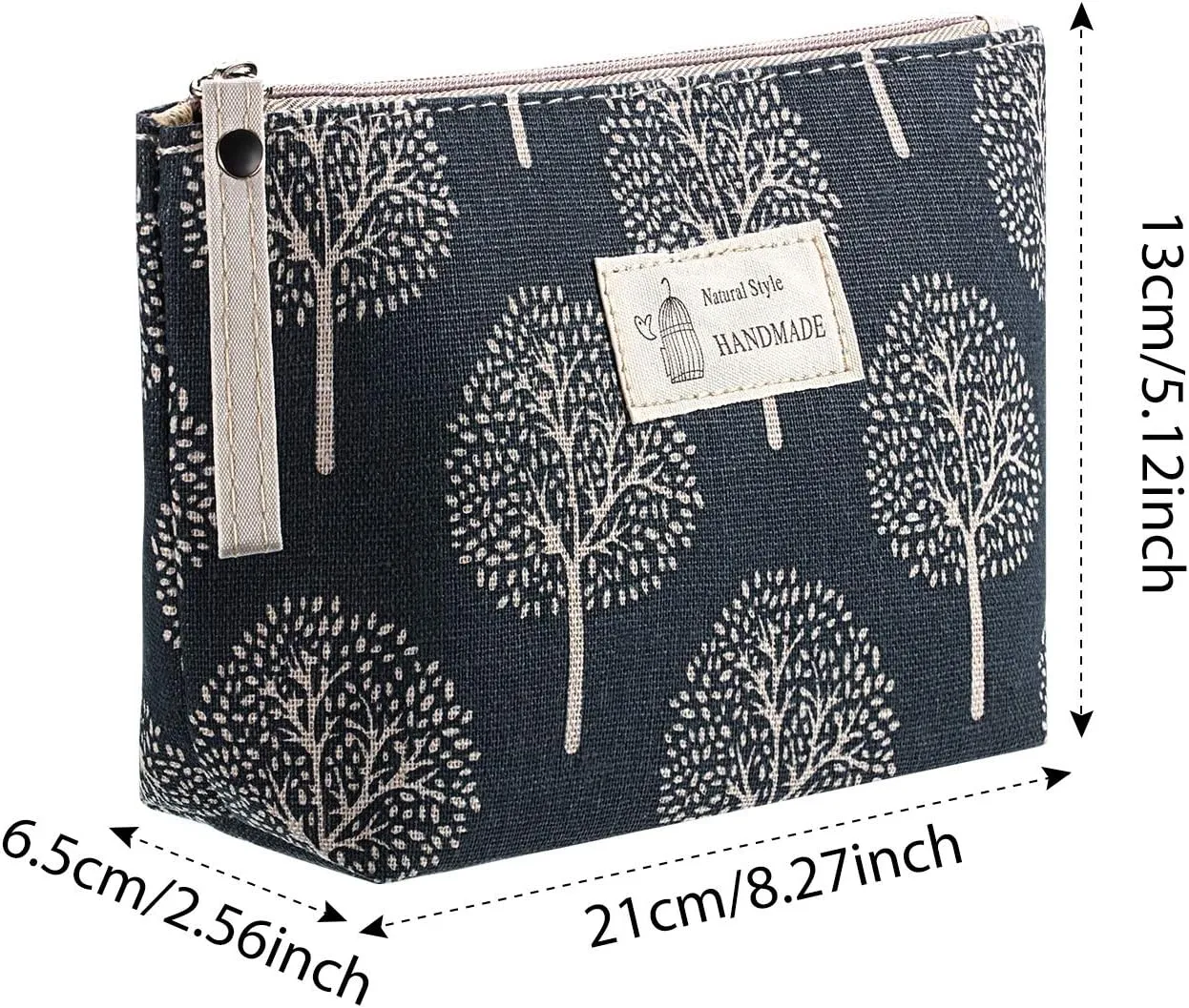 Boao 6 Pieces Canvas Cosmetic Bags Pouches for Purse with Zipper Printed Makeup Bag Multi Function Canvas Travel Pouch Organizer Pouch for Women Vacation Travel, 6 Styles(Tree Style)