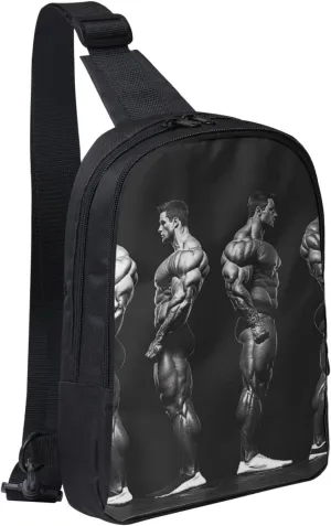 Bodybuilding Evolution Prints Sling Bag Crossbody Chest Bag for Men Women Kids Lightweight Shoulder Bag for Runners Hiking Cycling Travel Black One Size