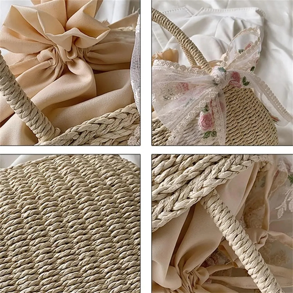 Bohemia Rattan Large Capacity Tote Bags Women Tassel Woven Handbag Beach Basket Shoulder Bag