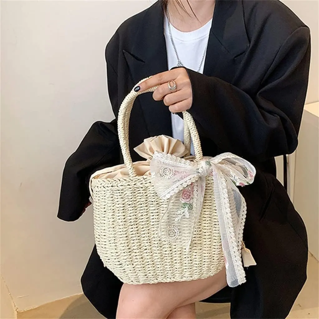 Bohemia Rattan Large Capacity Tote Bags Women Tassel Woven Handbag Beach Basket Shoulder Bag