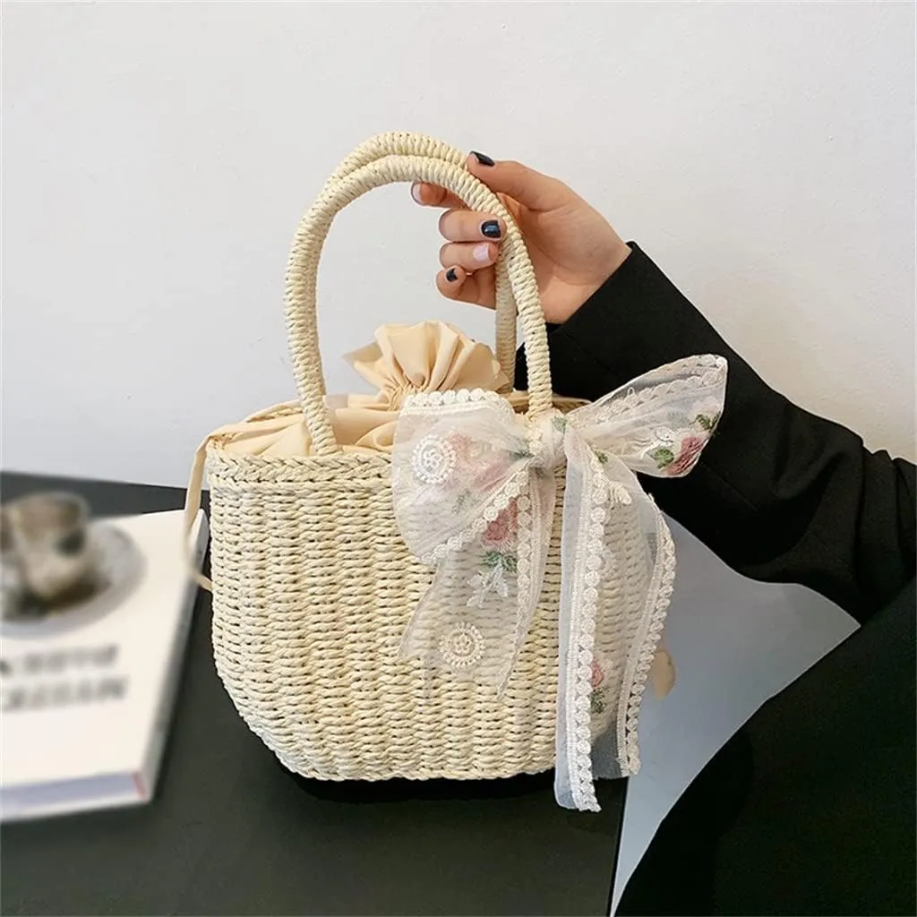 Bohemia Rattan Large Capacity Tote Bags Women Tassel Woven Handbag Beach Basket Shoulder Bag