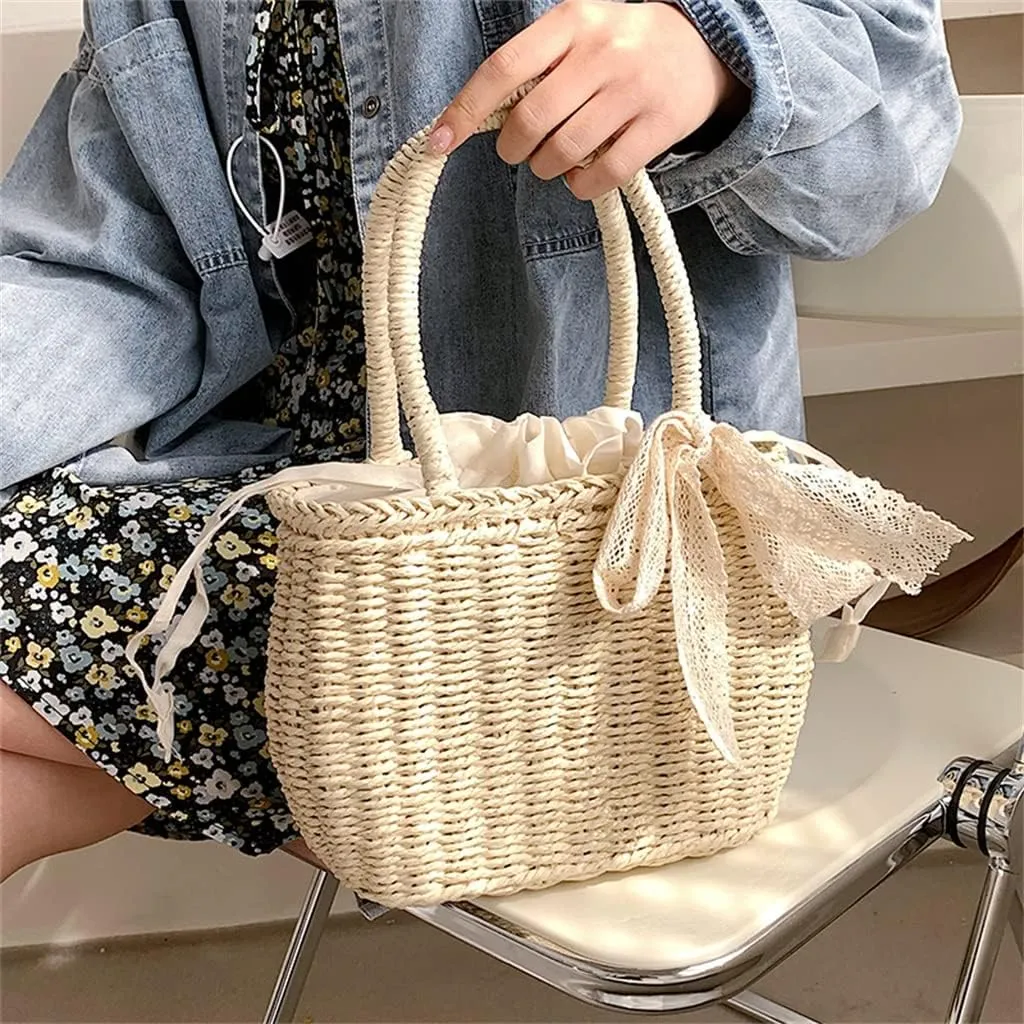 Bohemia Rattan Large Capacity Tote Bags Women Tassel Woven Handbag Beach Basket Shoulder Bag