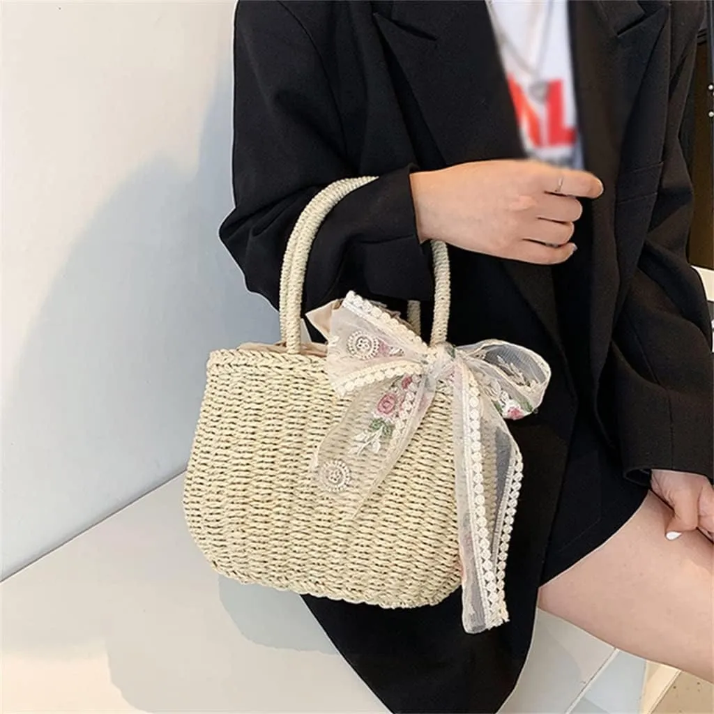 Bohemia Rattan Large Capacity Tote Bags Women Tassel Woven Handbag Beach Basket Shoulder Bag