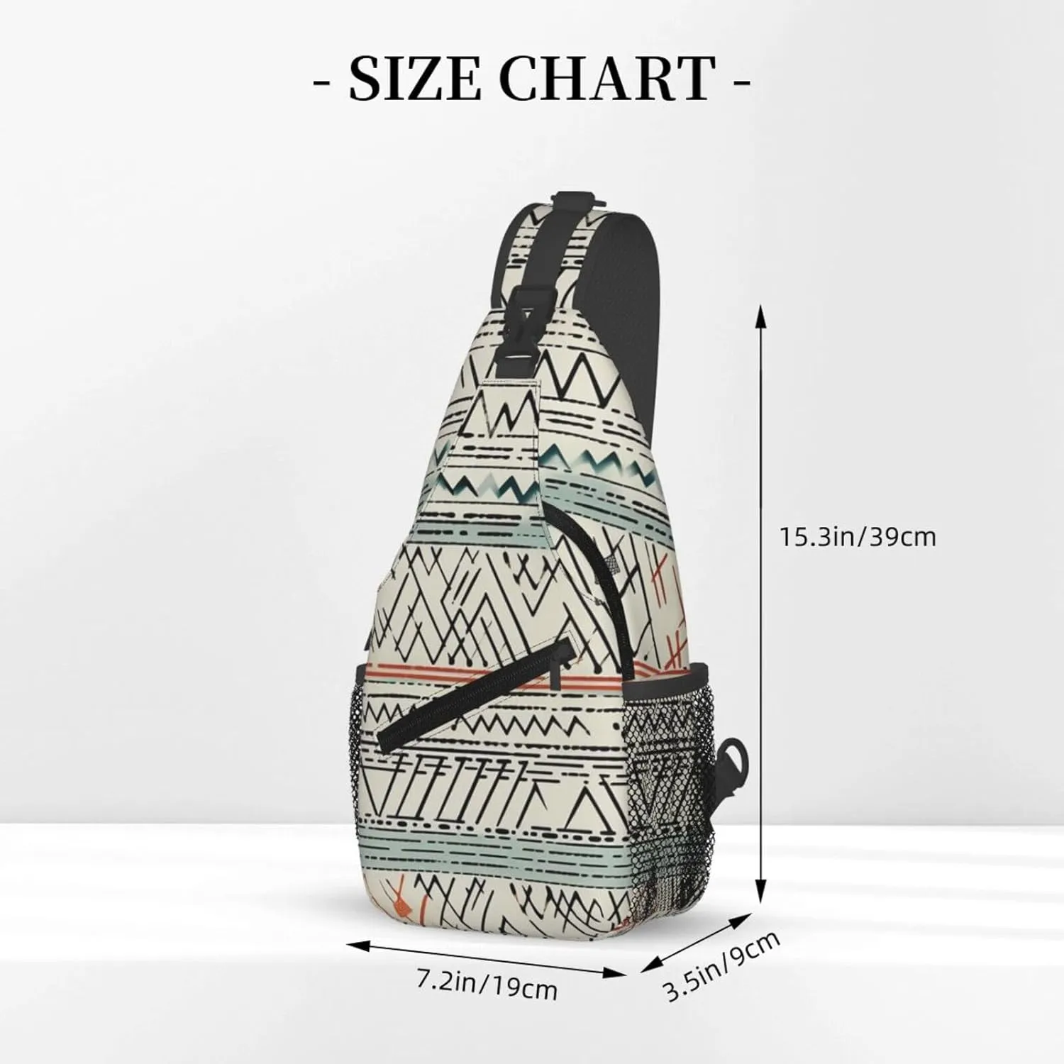Boho Triangle Stripes Sling Bag Backpack For Men Cross Chest Bag Crossbody Shoulder Bag Travel Hiking Daypack