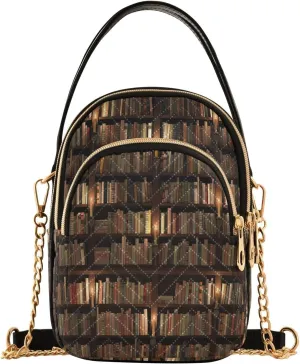 Bookshelf Magic Library Crossbody Bag for Women Mini Cell Phone Purse Women's Shoulder Handbag