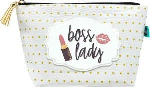 Boss Lady Janie Pouch Gifts for Women Gold Dotted Makeup Bags Cosmetic Bag Travel Toiletry Makeup Pouch Pencil Bag with Zipper Best Work Bestie Gifts
