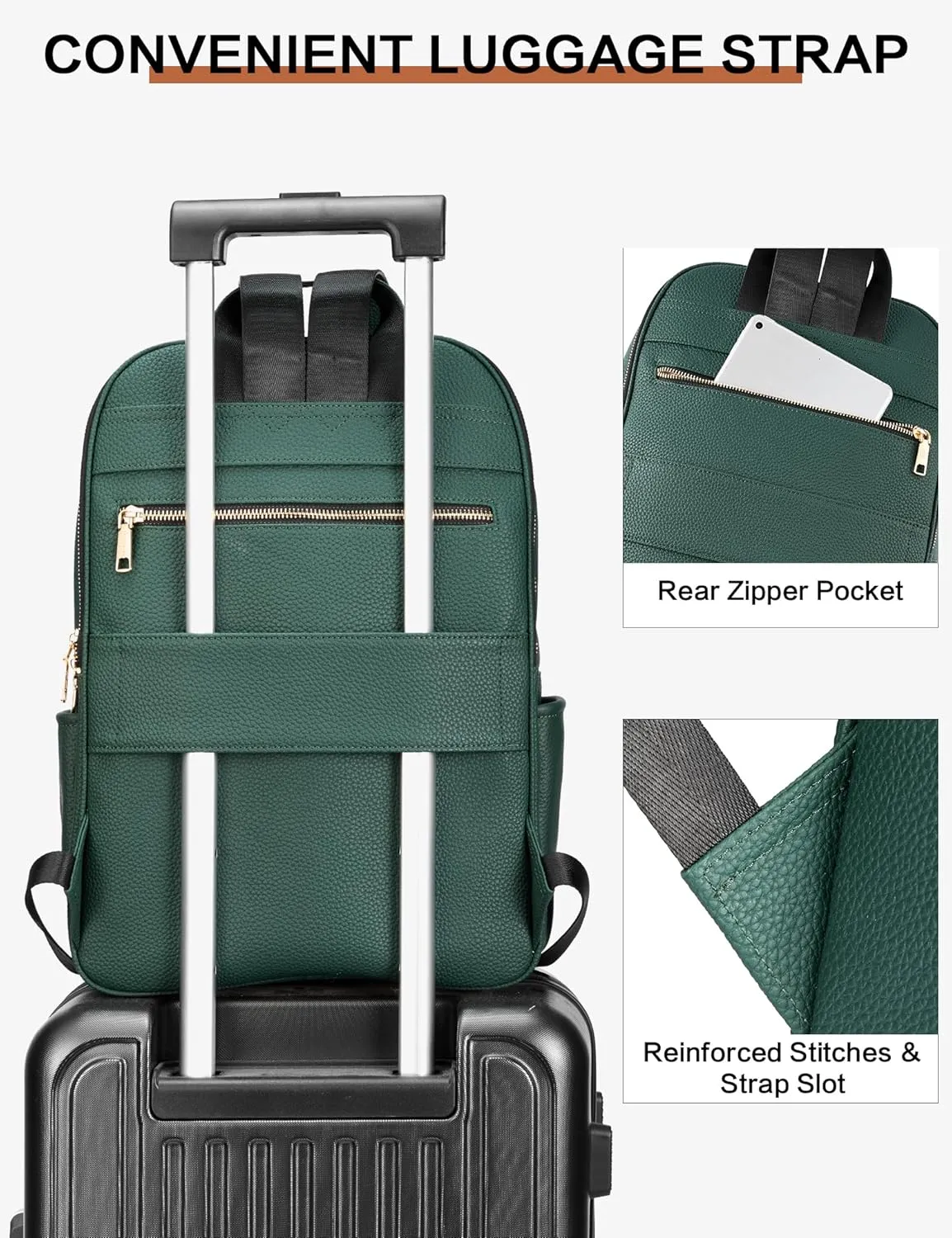 BOSTANTEN Genuine Leather 15.6 inch Laptop Backpack Purse for Women College Casual Backpack Travel Bag