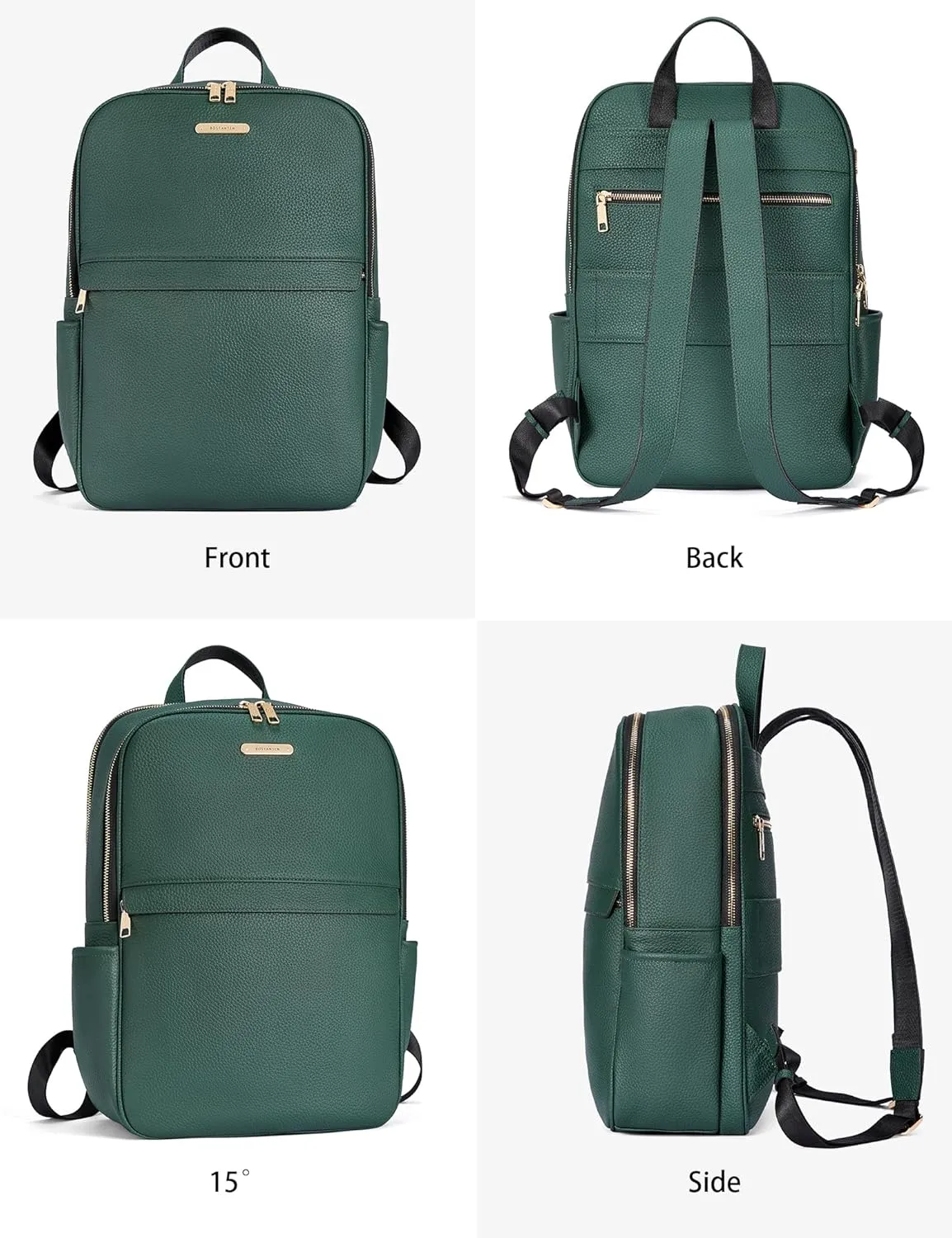 BOSTANTEN Genuine Leather 15.6 inch Laptop Backpack Purse for Women College Casual Backpack Travel Bag