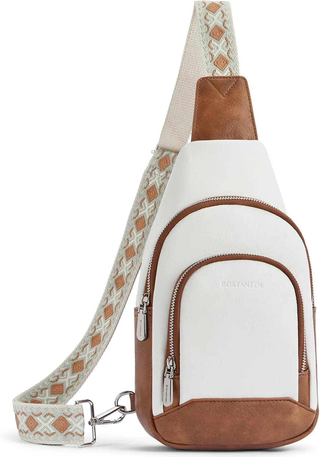 BOSTANTEN Sling Bag for Women Crossbody Purse Crossbody Bag Leather Chest Bag with Adjustable Guitar Strap for Travel