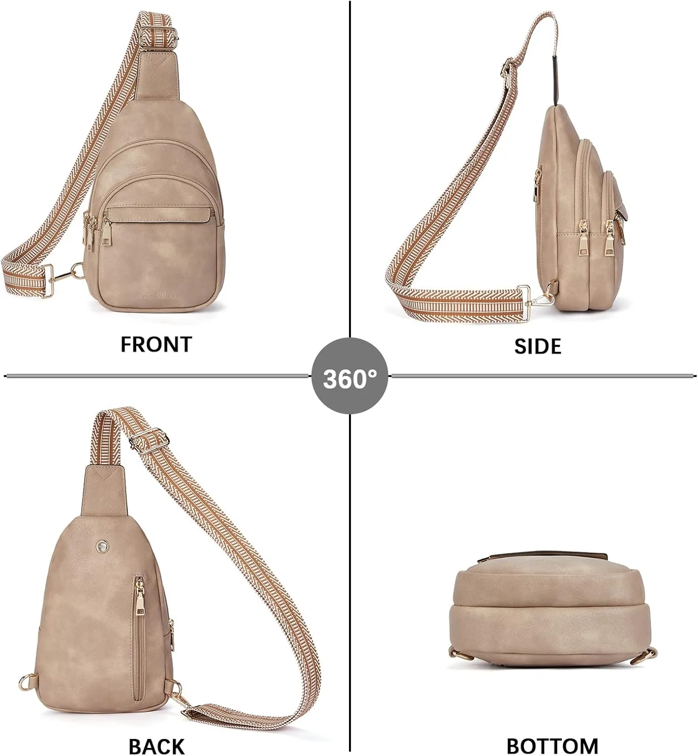 BOSTANTEN Small Sling Bag for Women Leather Crossbody Bags Fanny Pack Chest Bag for Travel
