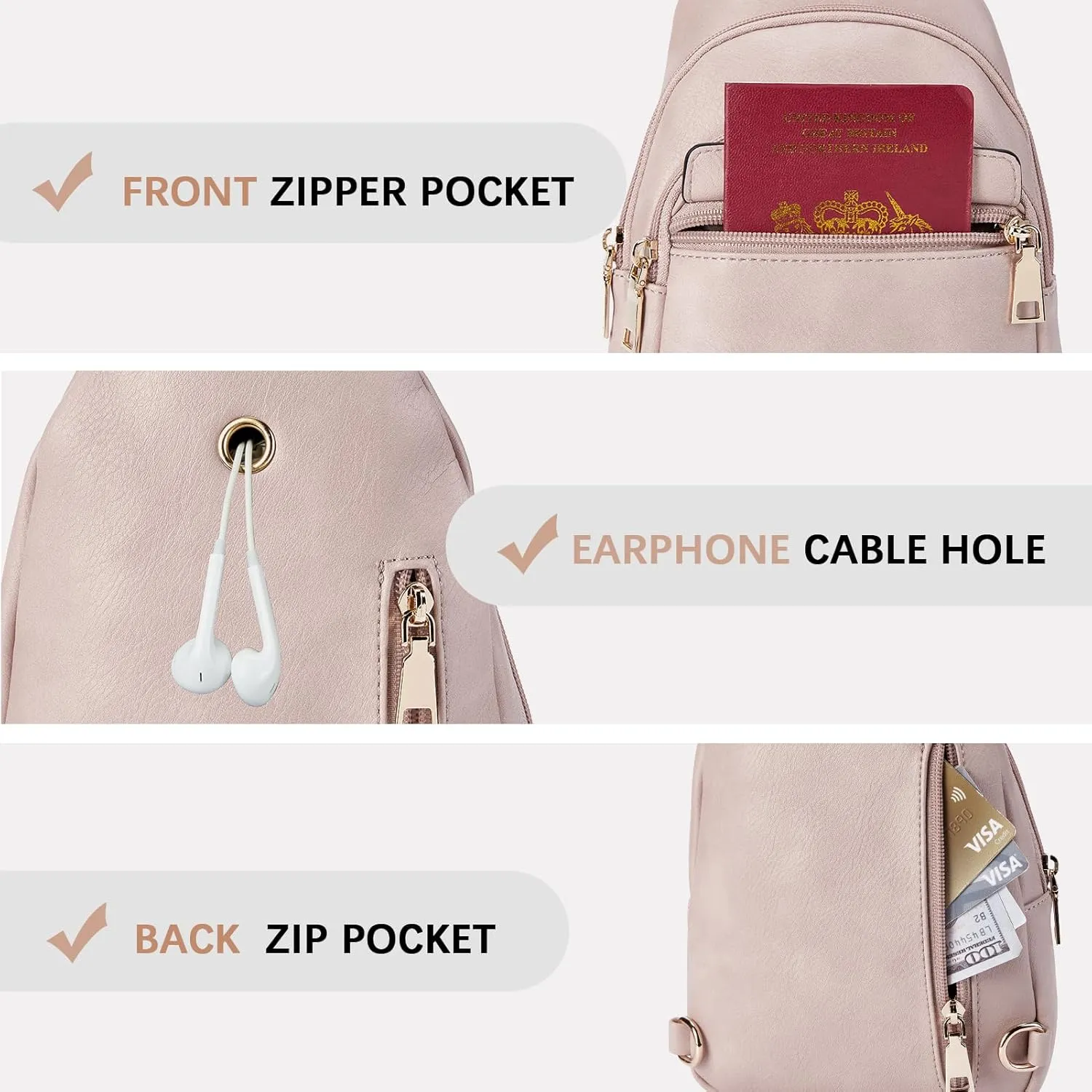 BOSTANTEN Small Sling Bag for Women Leather Crossbody Bags Fanny Pack Chest Bag for Travel