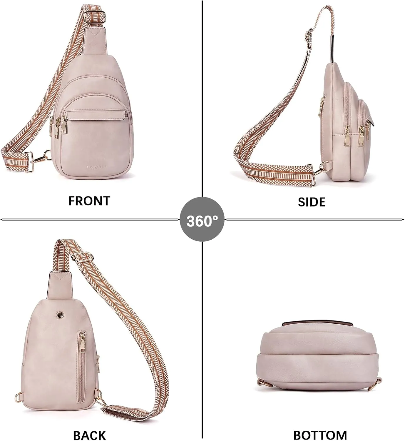 BOSTANTEN Small Sling Bag for Women Leather Crossbody Bags Fanny Pack Chest Bag for Travel