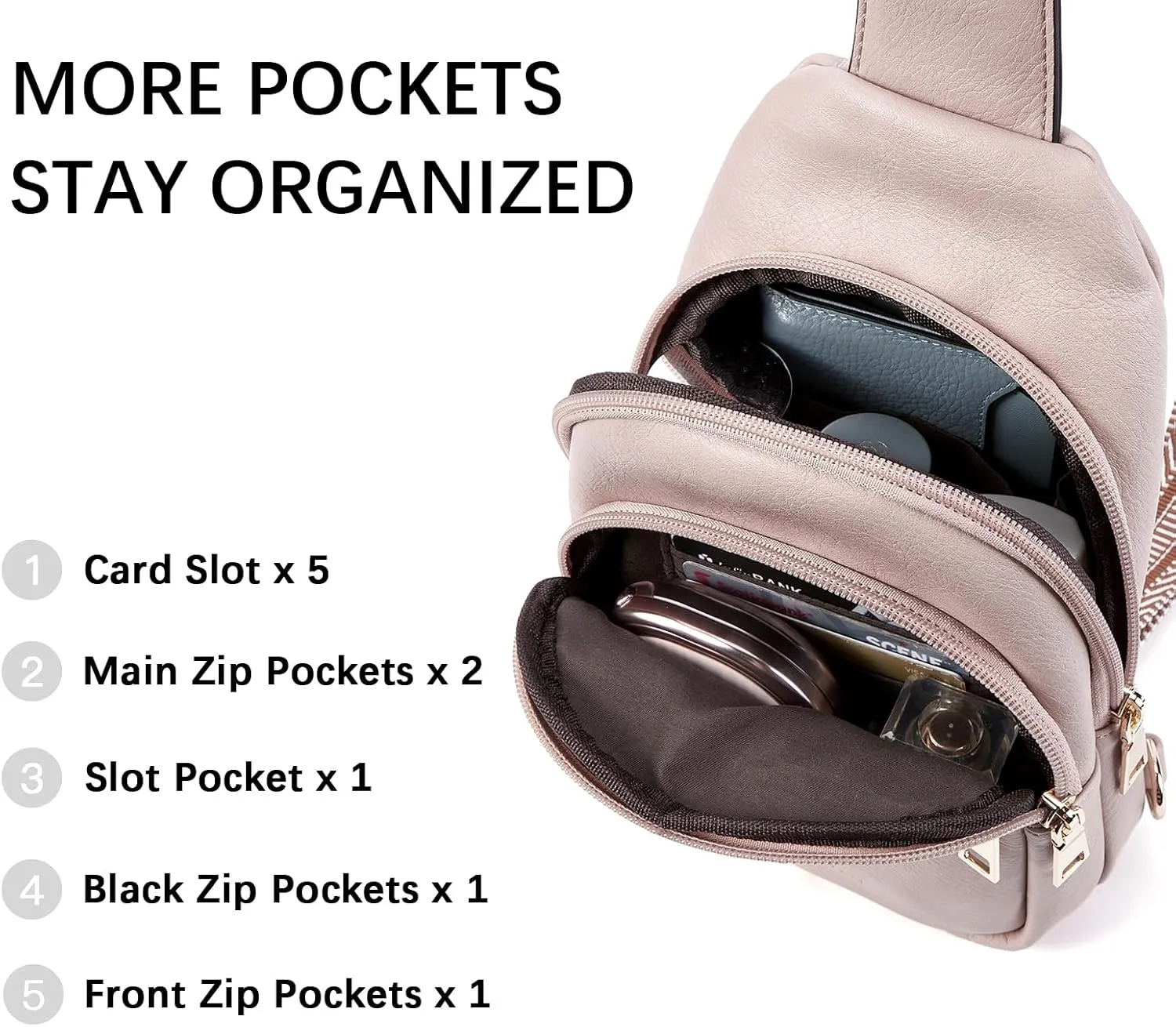 BOSTANTEN Small Sling Bag for Women Leather Crossbody Bags Fanny Pack Chest Bag for Travel