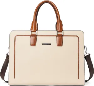 BOSTANTEN Women Genuine Leather Briefcase Tote Business Vintage Handbag 15.6" Laptop Shoulder Bag Brown