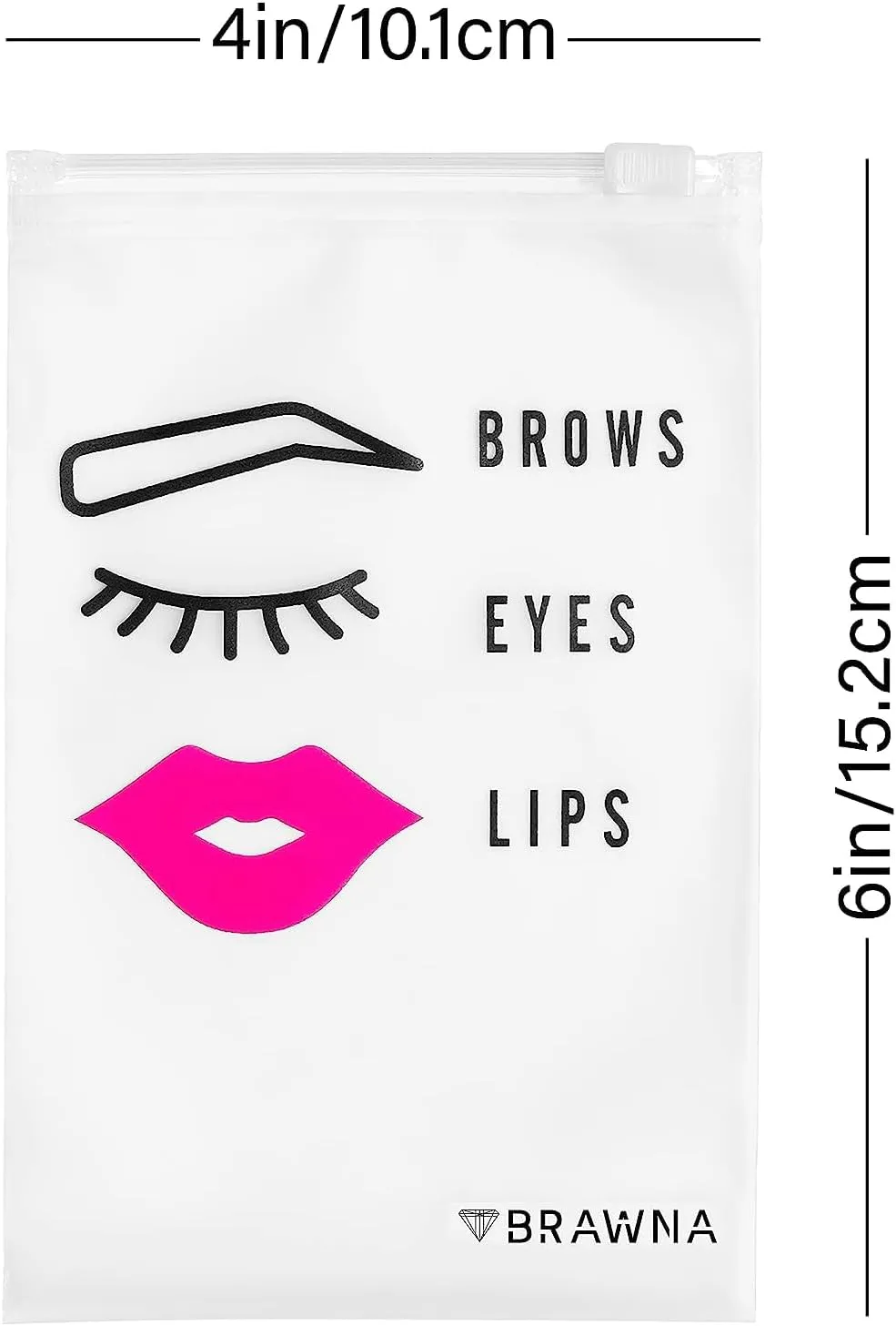 BRAWNA 60 Pack PMU Brows Eyes Lips Aftercare Bags - Eyebrow Aftercare Bags - Microblading Aftercare bags - PMU Kit - Pink, Frostd, Black