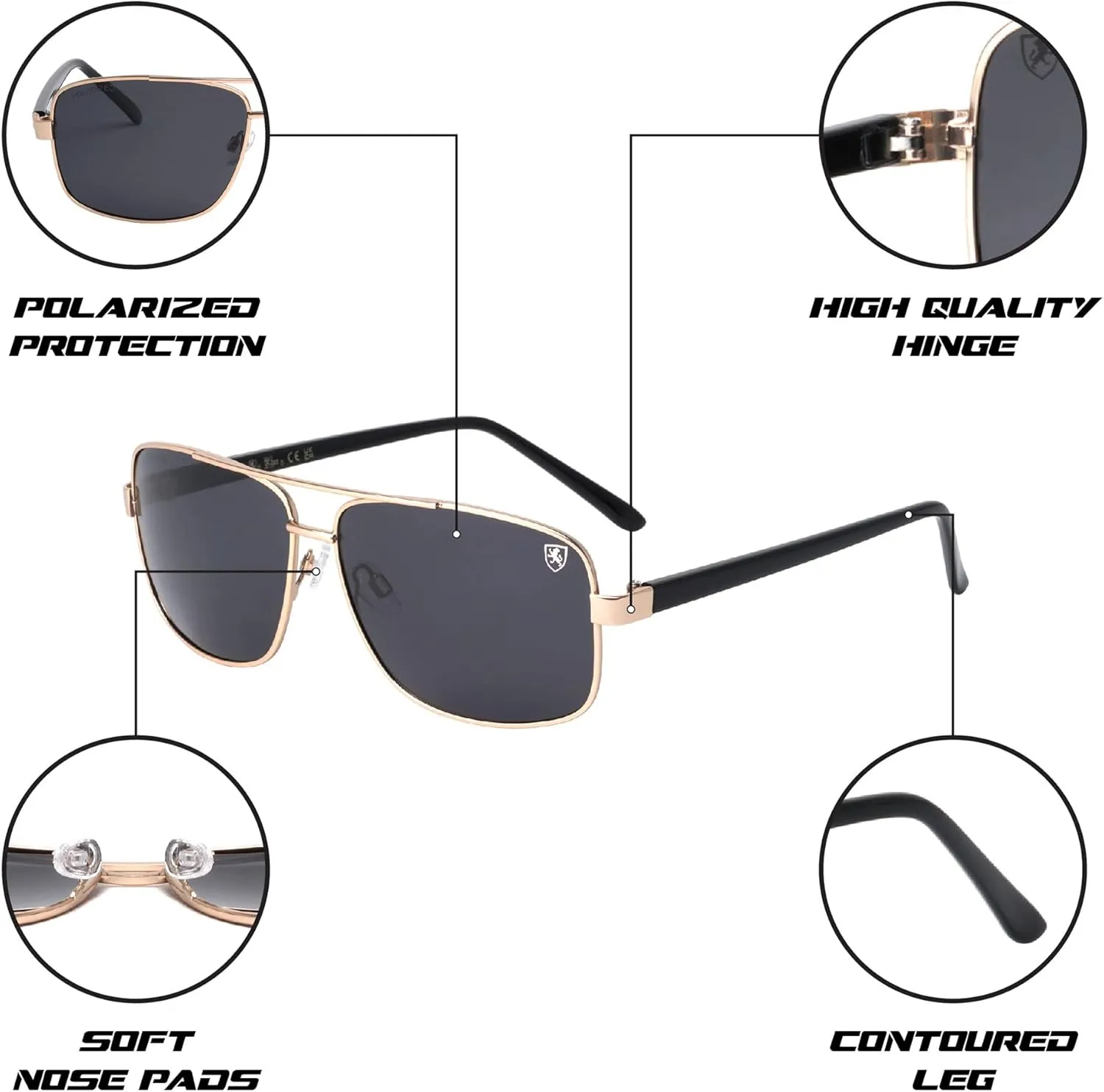 Breakout - Polarized Lightweight Rectangular Aviators Sunglasses