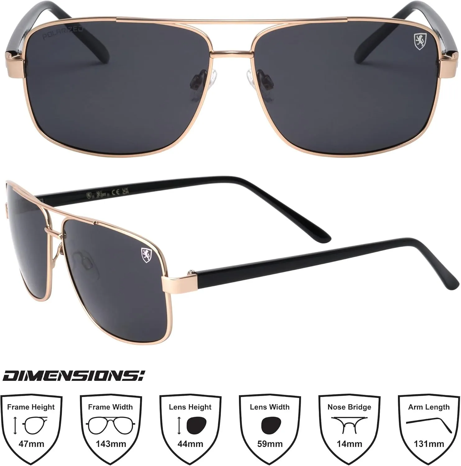 Breakout - Polarized Lightweight Rectangular Aviators Sunglasses