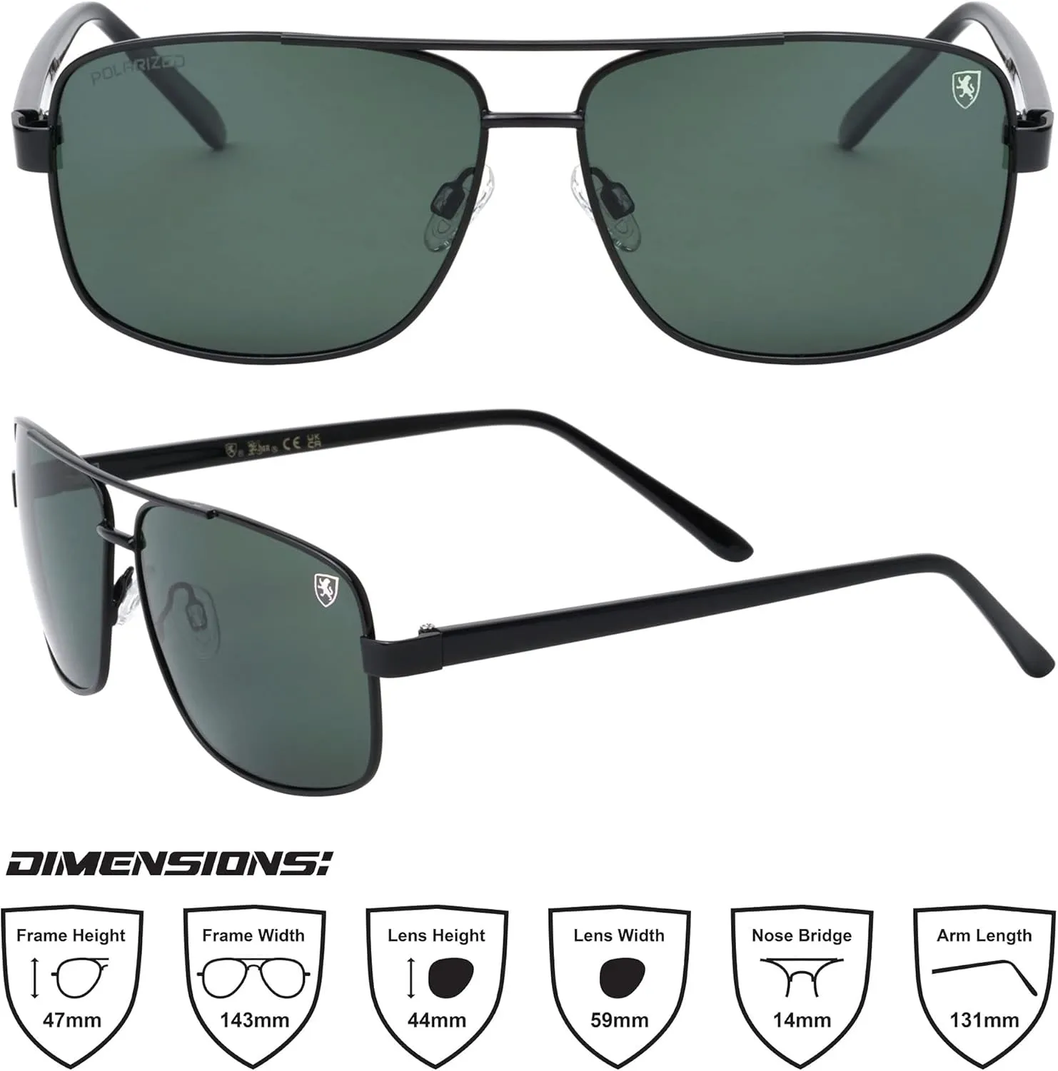 Breakout - Polarized Lightweight Rectangular Aviators Sunglasses