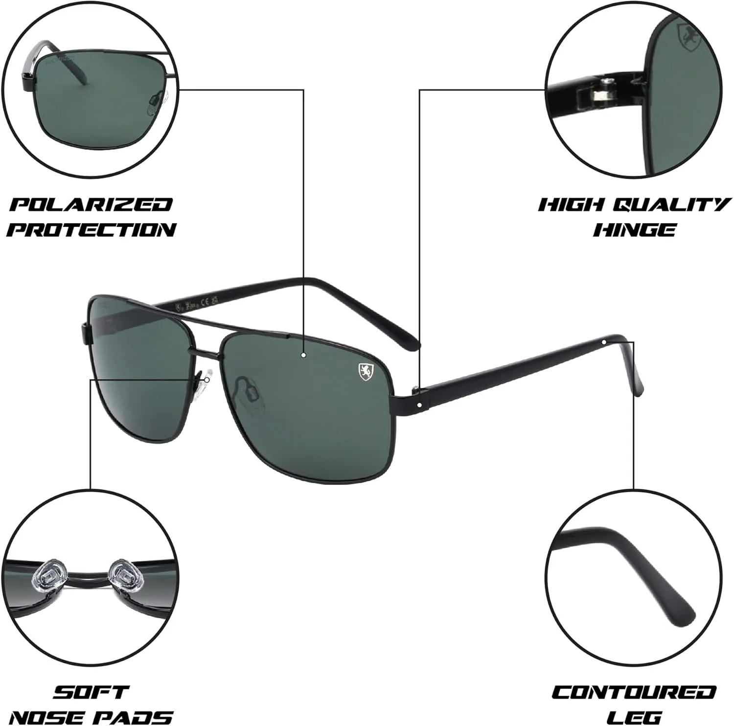 Breakout - Polarized Lightweight Rectangular Aviators Sunglasses